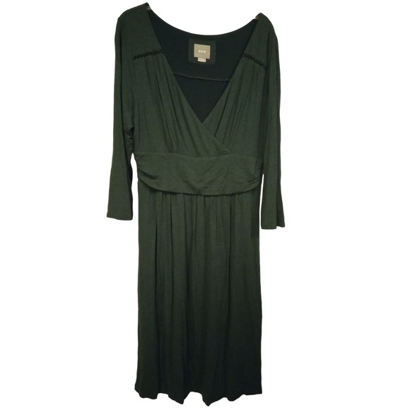 Anthropologie Dresses & Skirts - Maeve Anthropologie dark green long sleeve fit and flare maxi dress